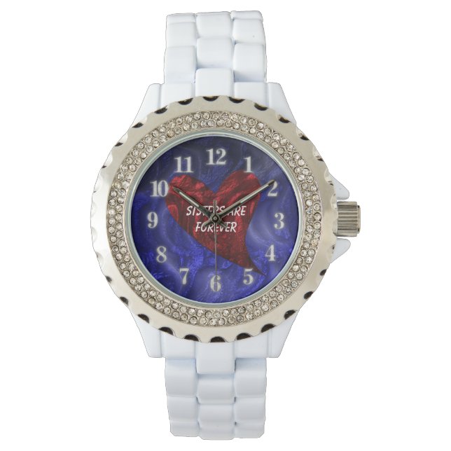 Sisters are Forever Red Heart Close Family Sibling Watch (Front)