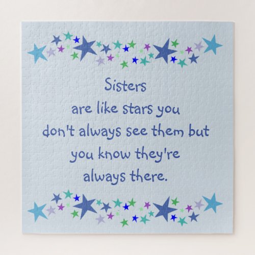 Sisters are like stars Custom Quote Jigsaw Puzzle