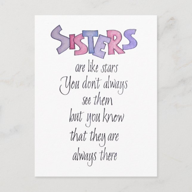 Sisters are like Stars Post Card (Front)