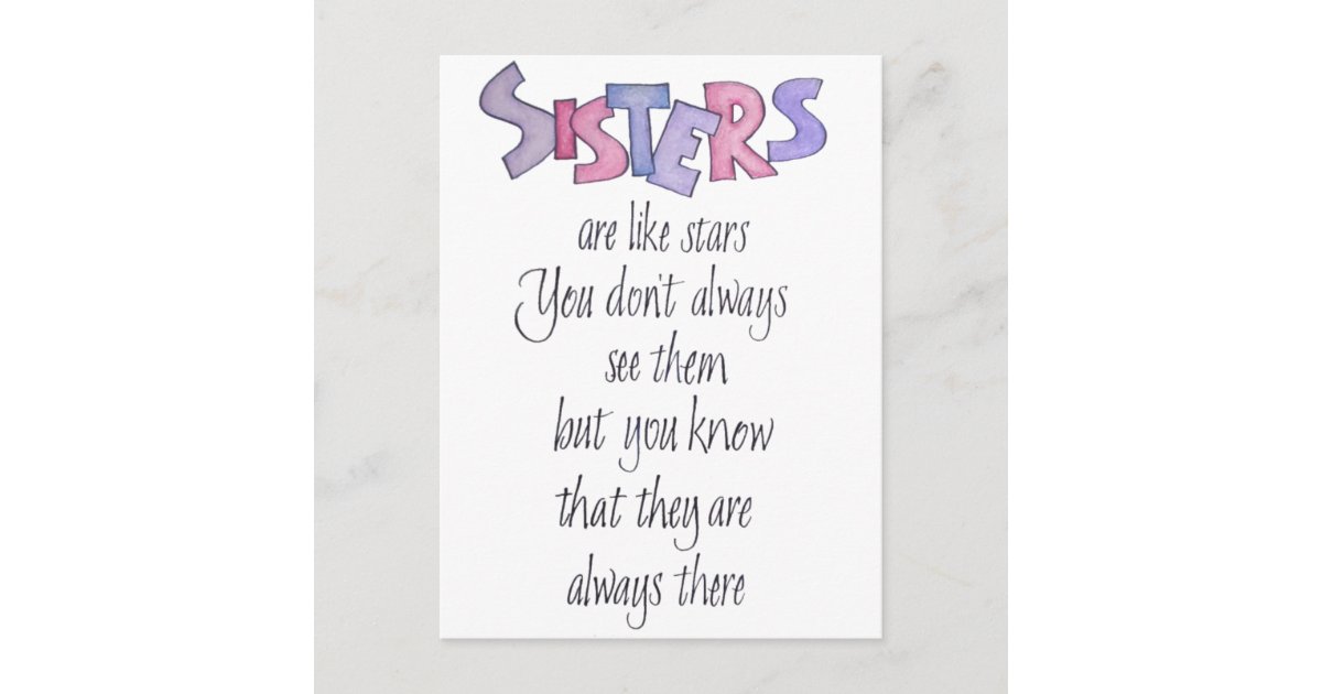 Sisters are like Stars Postcard | Zazzle