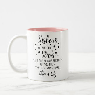 Sisters ARE LIKE Stars YOU DON'T ALWAYS SEE THEM, Two-Tone Coffee Mug