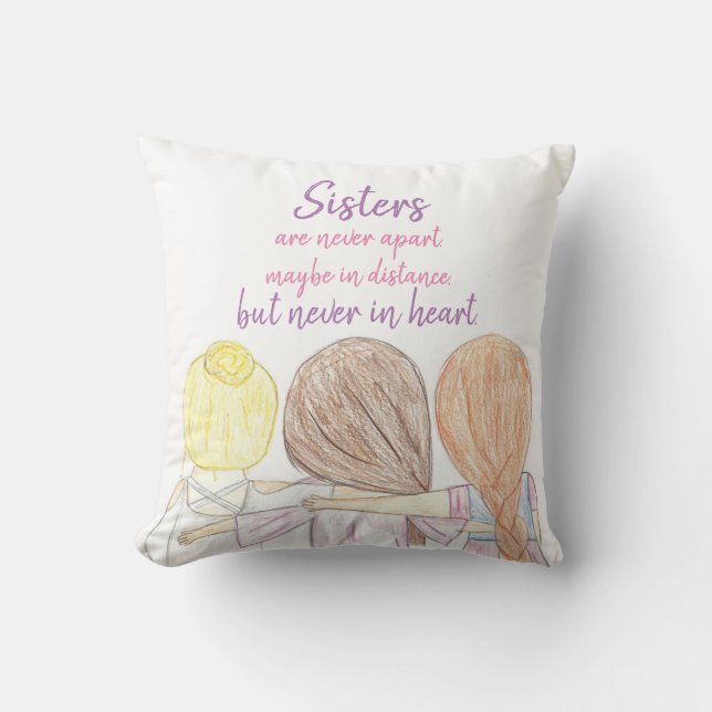 Sisters Are Never Apart Ellie Series Throw Pillow (Front)