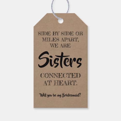 Sisters at Heart _ Sweet Bridesmaid Proposal Gift Tags