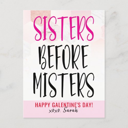 Sisters Before Misters Galentines Day Postcard