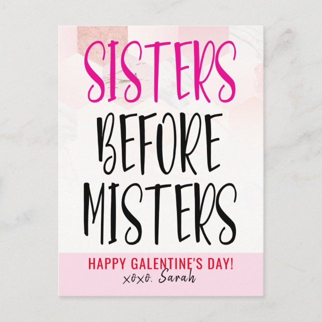 Sisters Before Misters Galentine's Day Postcard (Front)
