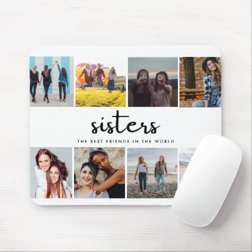 Sisters Best Friend Quote Photo Collage Mouse Pad