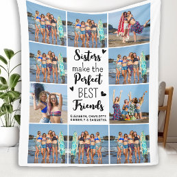 Sisters Best Friends Custom Chic 10 Photo Collage Fleece Blanket