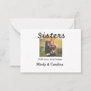 Sisters besties BFF add photo name title family te Note Card