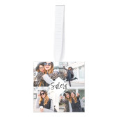 Sisters BFF | Best Friends Forever Photo Collage Cube Ornament (Front)
