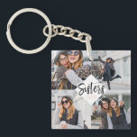Sisters BFF | Best Friends Forever Photo Collage Keychain<br><div class="desc">A special and memorable photo collage gift for sisters. The design features a four photo grid collage layout to display four of your own special sister photos. "Sisters" is designed in a stylish white brush script modern calligraphy with "BFF" displayed in a modern typographic design. Send a memorable and special...</div>