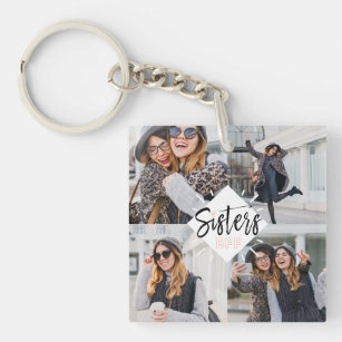 Sisters BFF   Best Friends Forever Photo Collage Keychain