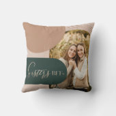 Sisters BFFS Geometric Concentric Arch Photo Throw Pillow (Back)