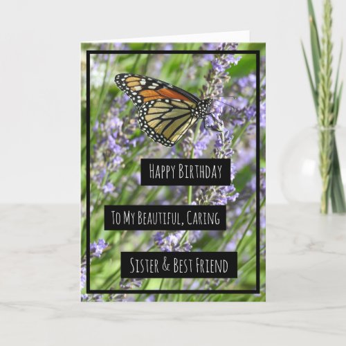 Sisters Birthday Card Pretty Purple Flowers Card