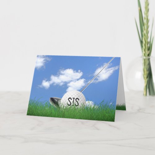 Sisters birthday golf ball in grass card