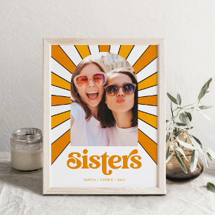 Sisters Boho Retro Sun and Photo Poster
