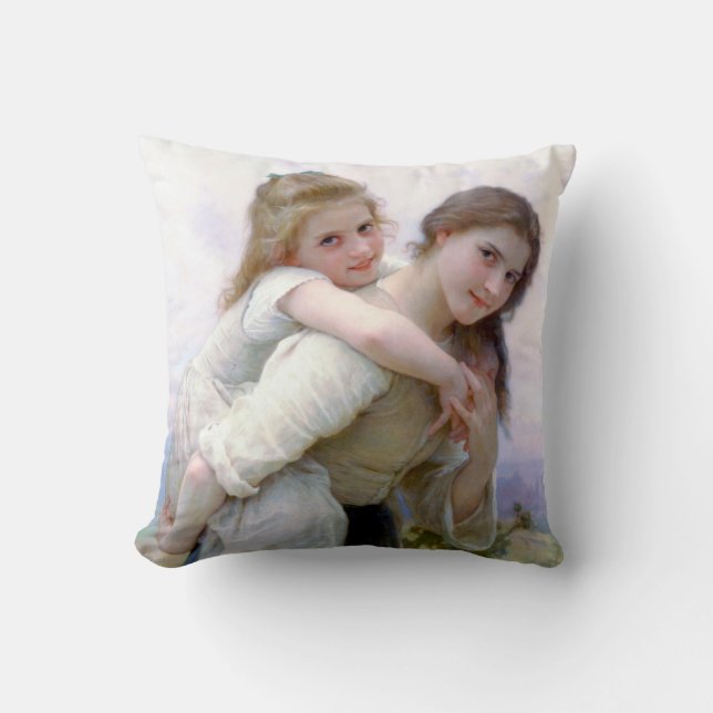 Sisters, Bouguereau Throw Pillow (Front)