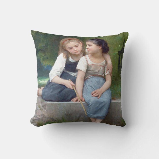 Sisters, Bouguereau Throw Pillow (Front)