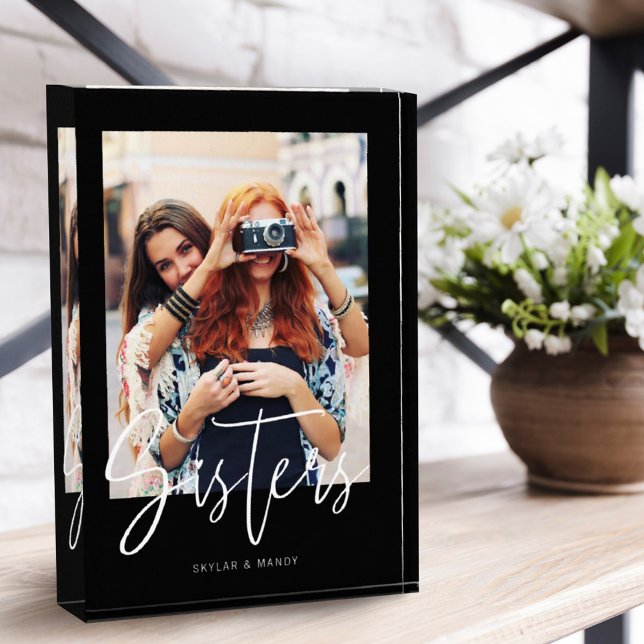Sisters Brush Script Modern Photo Layout Black (Creator Uploaded)