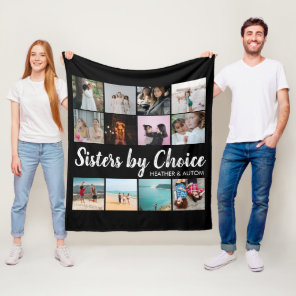 Sisters By Choice Photo Collage Personalized BFF Fleece Blanket