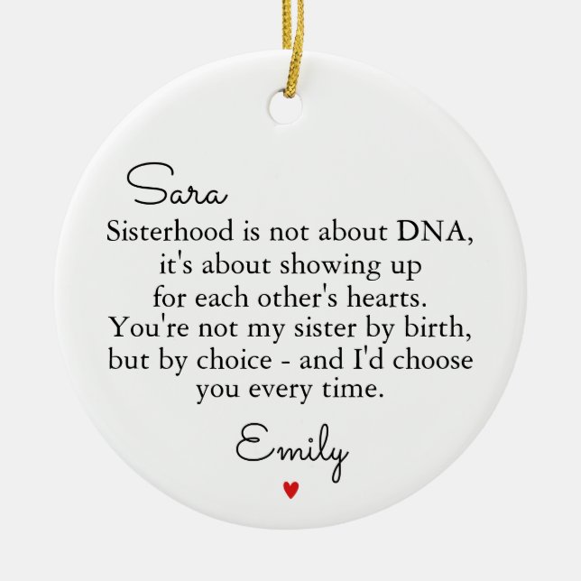 Sisters by Heart Ornament, Soul Sisters Ornament  (Front)