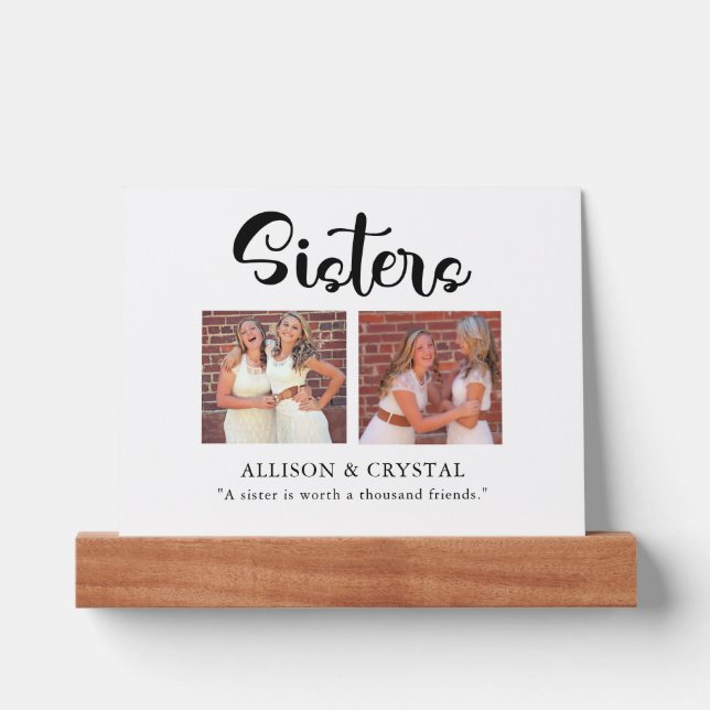  Sisters Calligraphy 2 Photo Collage Quote Sibling Picture Ledge (Front)