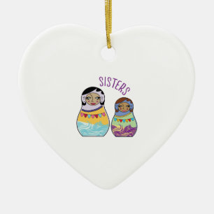 Sisters Ceramic Ornament