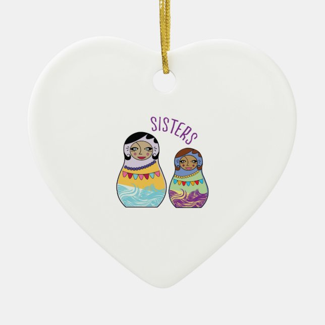Sisters Ceramic Ornament (Front)