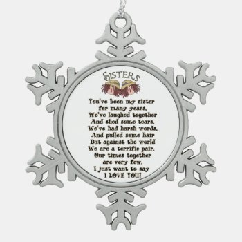 Sisters Christmas Holiday Poem Ornament by doodlesfunornaments at Zazzle
