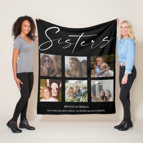Sisters Customized Photo Collage Fleece Blanket