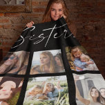 Sisters Customized Photo Collage Fleece Blanket<br><div class="desc">Are you looking for the perfect gift for your thoughtful sister? Look no further than this vibrant and modern custom photo collage blanket! Featuring six of your favorite photographs, plus the word “sisters” in a beautiful script font, this blanket can be personalized with both your names. Ideal for any special...</div>