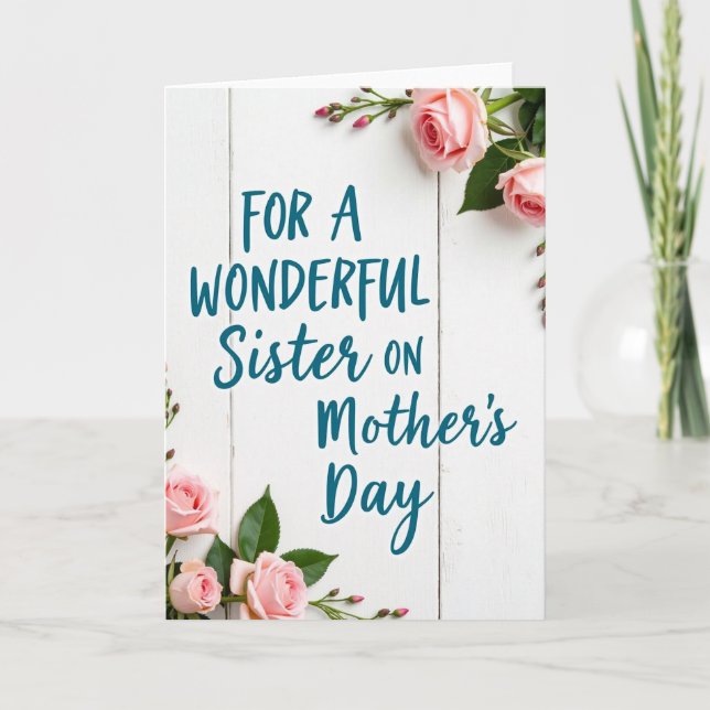 Sisters Day Wood Plank Card (Front)