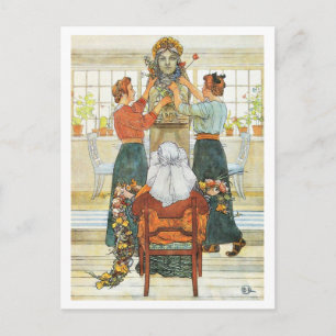 Sisters Decorating for Holiday Postcard