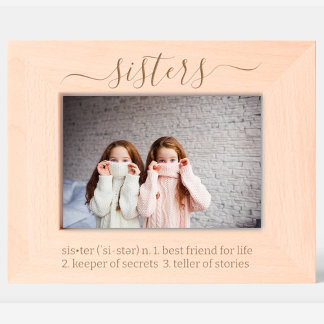 Sisters Dictionary Definition Engraved Wood Photo  Frames