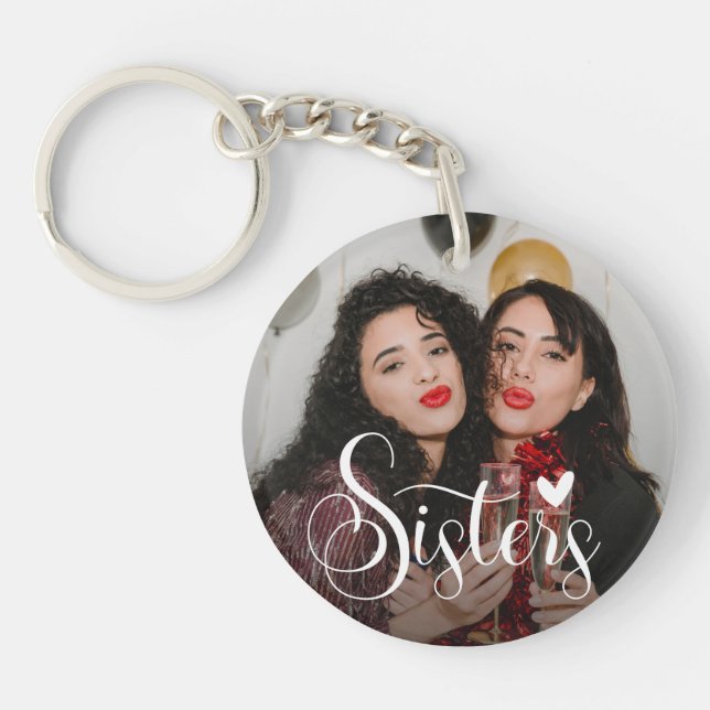 Sisters Elegant Photo   Keychain (Front)