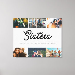 Sisters Family Quote Photo Collage Canvas Print
