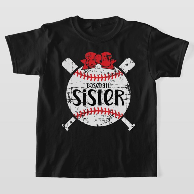 Sisters, favorite names in baseball, cute red bow T-Shirt (Laydown)