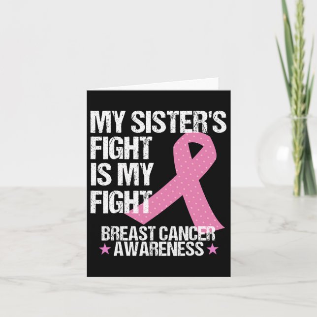 Sisters Fight Is My Fight Breast Cancer Awareness  Card (Front)