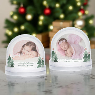 Sisters First Christmas Rustic Trees 2 Photos Snow Globe