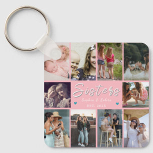 Sisters Forever – 10 Photo Custom Collage Keychain