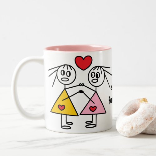 Sisters Forever Adorable Stick Figure Sisters Mug