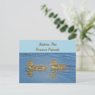Sisters Forever Friends Ducklings Mosaic Sibling Postcard