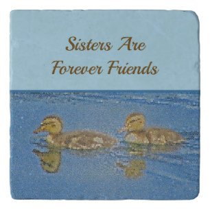Sisters Forever Friends Ducklings Mosaic Sibling Trivet