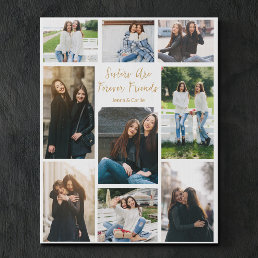 Sisters Forever Friends Photo Collage Custom Quote Faux Canvas Print