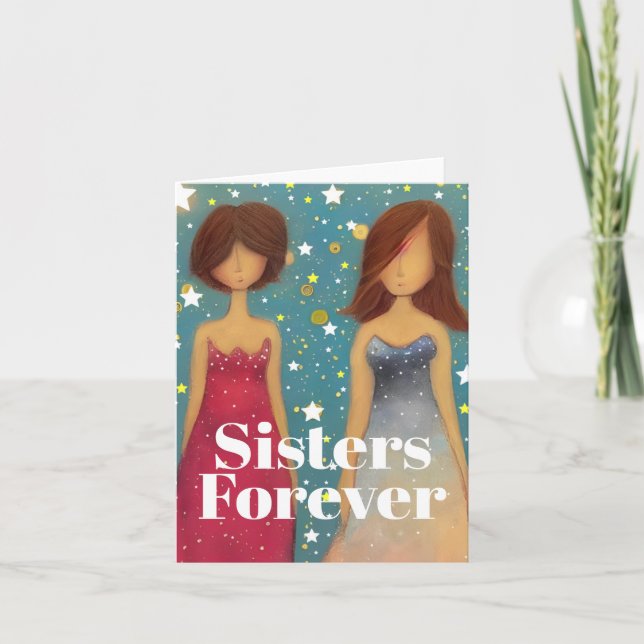 Sisters Forever Letterpress Thank You Card (Front)