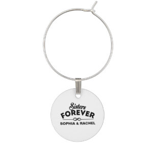 Sisters Forever Wine Glass Charm