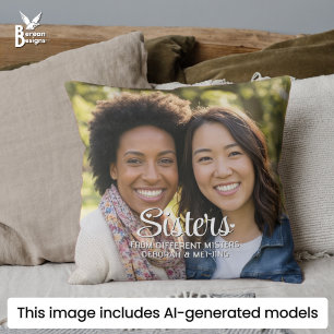 SISTERS FROM DIFFERENT MISTERS Name Photo Besties Throw Pillow