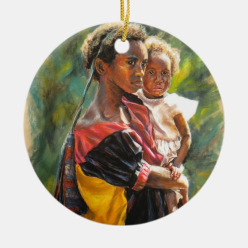 Sisters from Papua New Guinea Ceramic Ornament