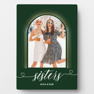 Sisters Gift Personalized Gold Green Custom Text Plaque