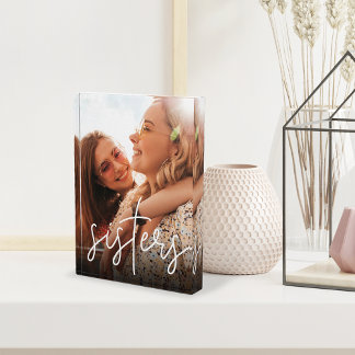 Sisters Handwritten Script Overlay Photo Block