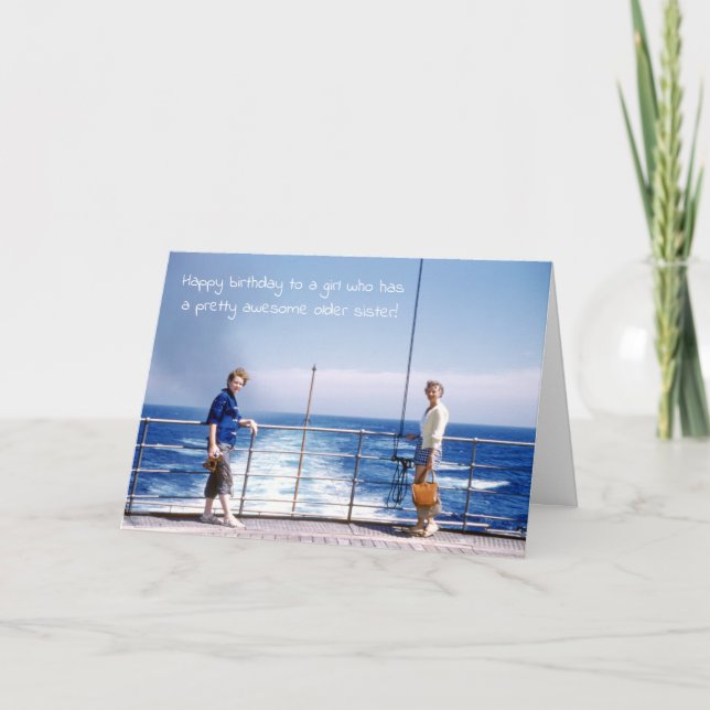 Sisters Humorous Retro Sister Birthday Nautical Card (Front)